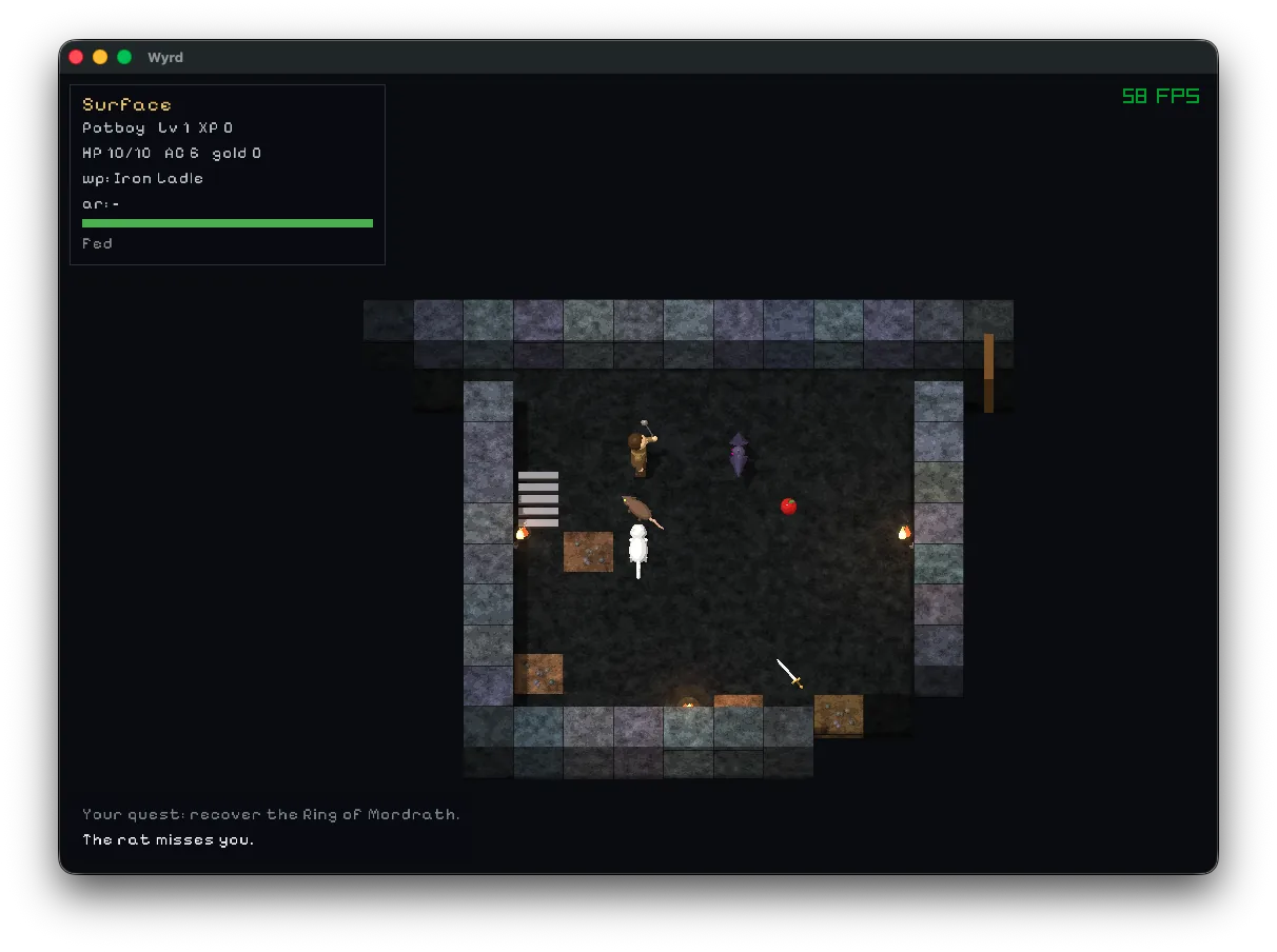 Top-down 3D view of the dungeon
